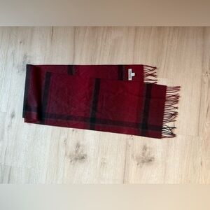 NWOT Hickey Freeman Mens Wool / Cashmere Blend Scarf Red Plaid 66"X12”